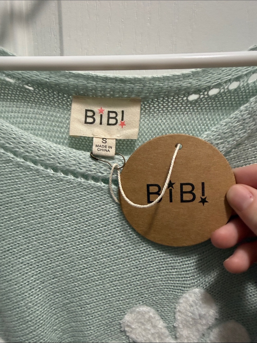 BiBi Mint Green Daisy Crewneck Sweater - Picture 2 of 3